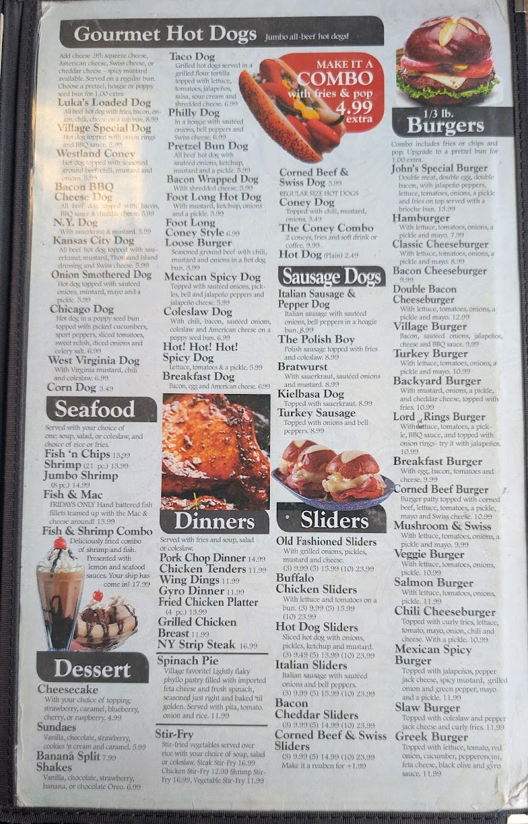 Village Gourmet Hot Dogs Menu - Image 1